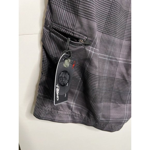 O'Neill Hybrid Shorts Men’s Size 32 Gray Plaid Boardshorts Swim - Picture 4 of 7